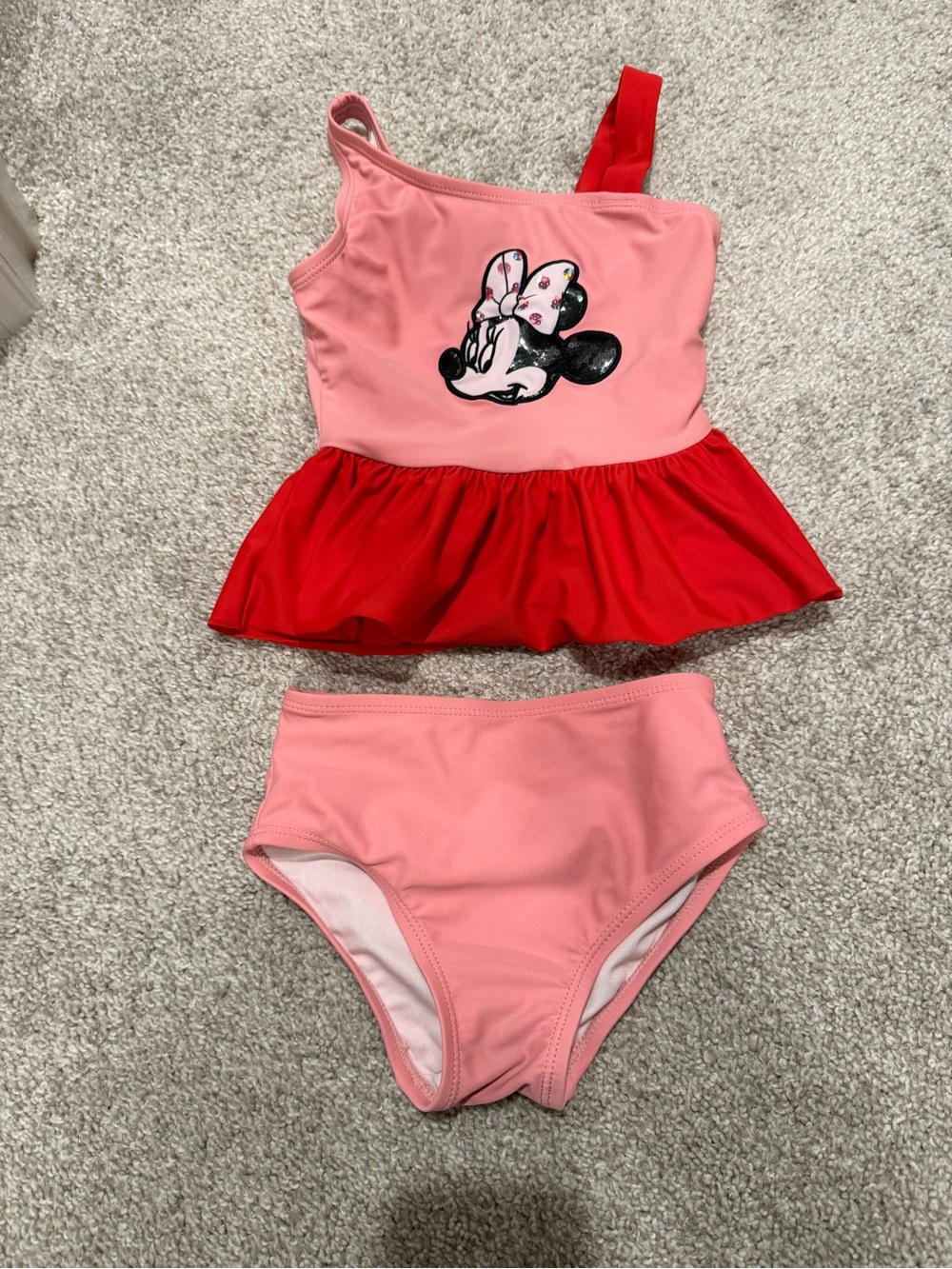 Disney Pink and Red Minnie Mouse Two-Piece Swim Set